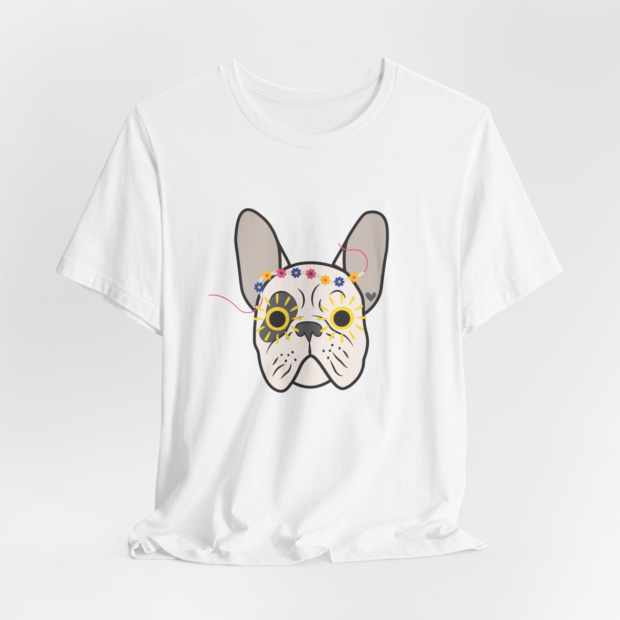 Graphic Design Animals T-Shirt with Cream Flower Power Frenchie