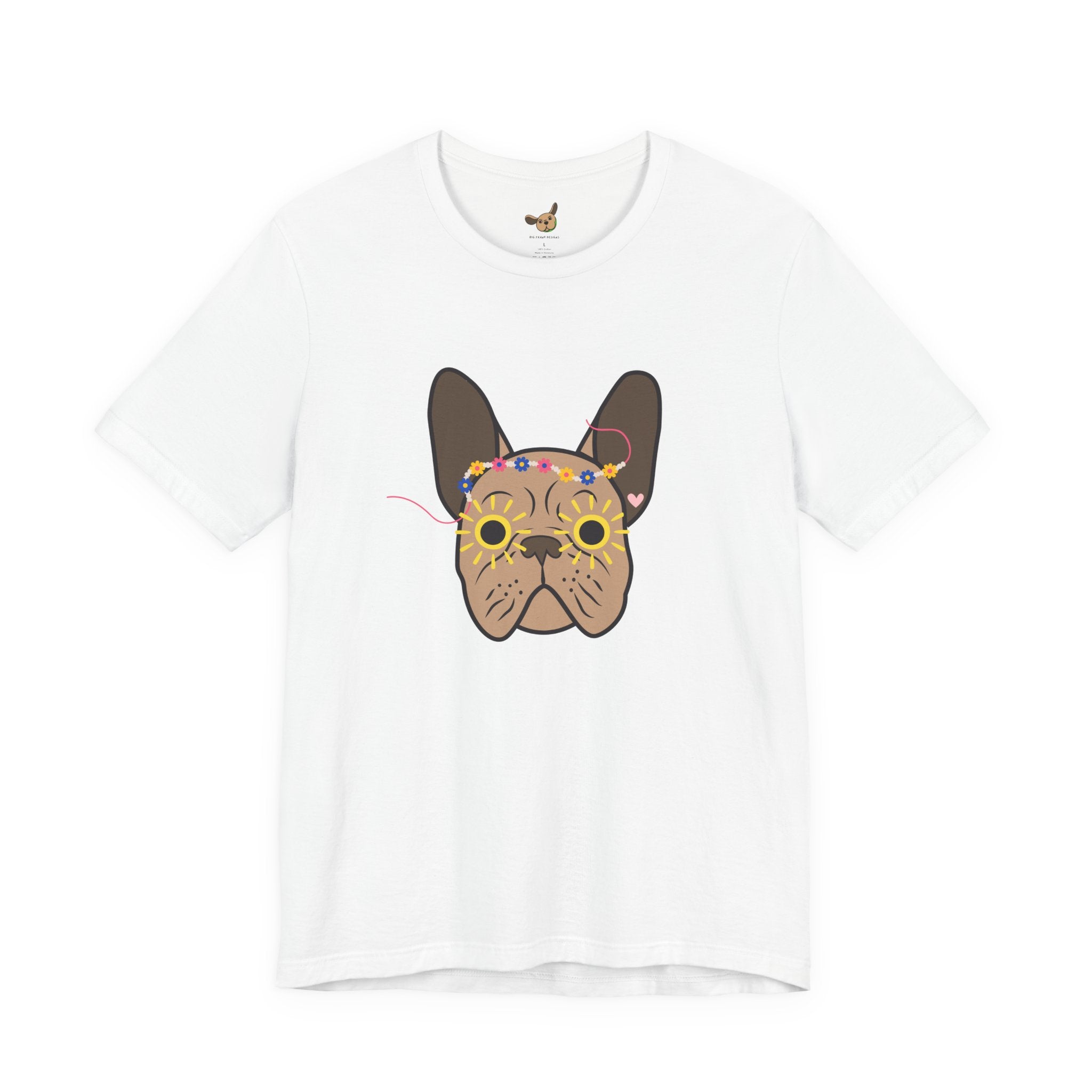 Graphic Design Animals T-Shirt with Brindle Flower Power Frenchie