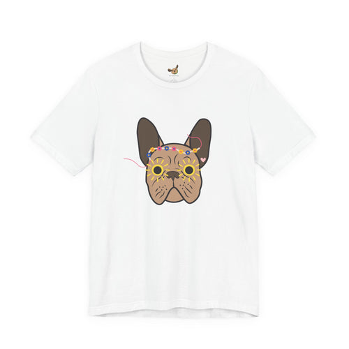 Graphic Design Animals T-Shirt with Brindle Flower Power Frenchie