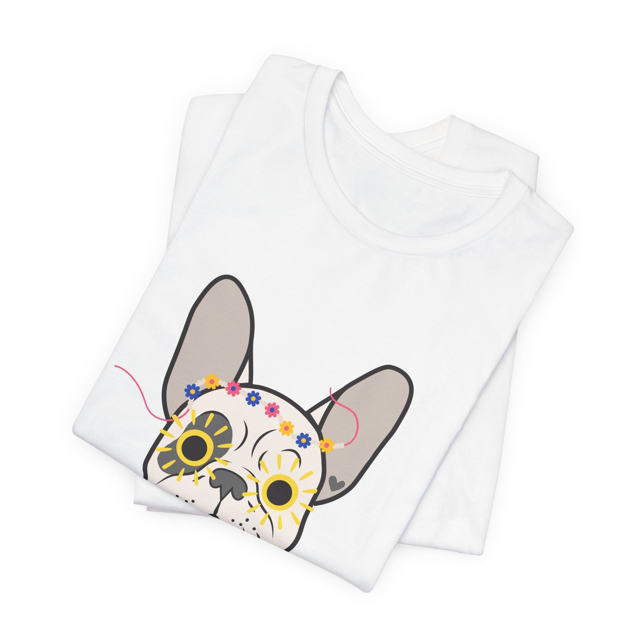 Graphic Design Animals T-Shirt with Cream Flower Power Frenchie