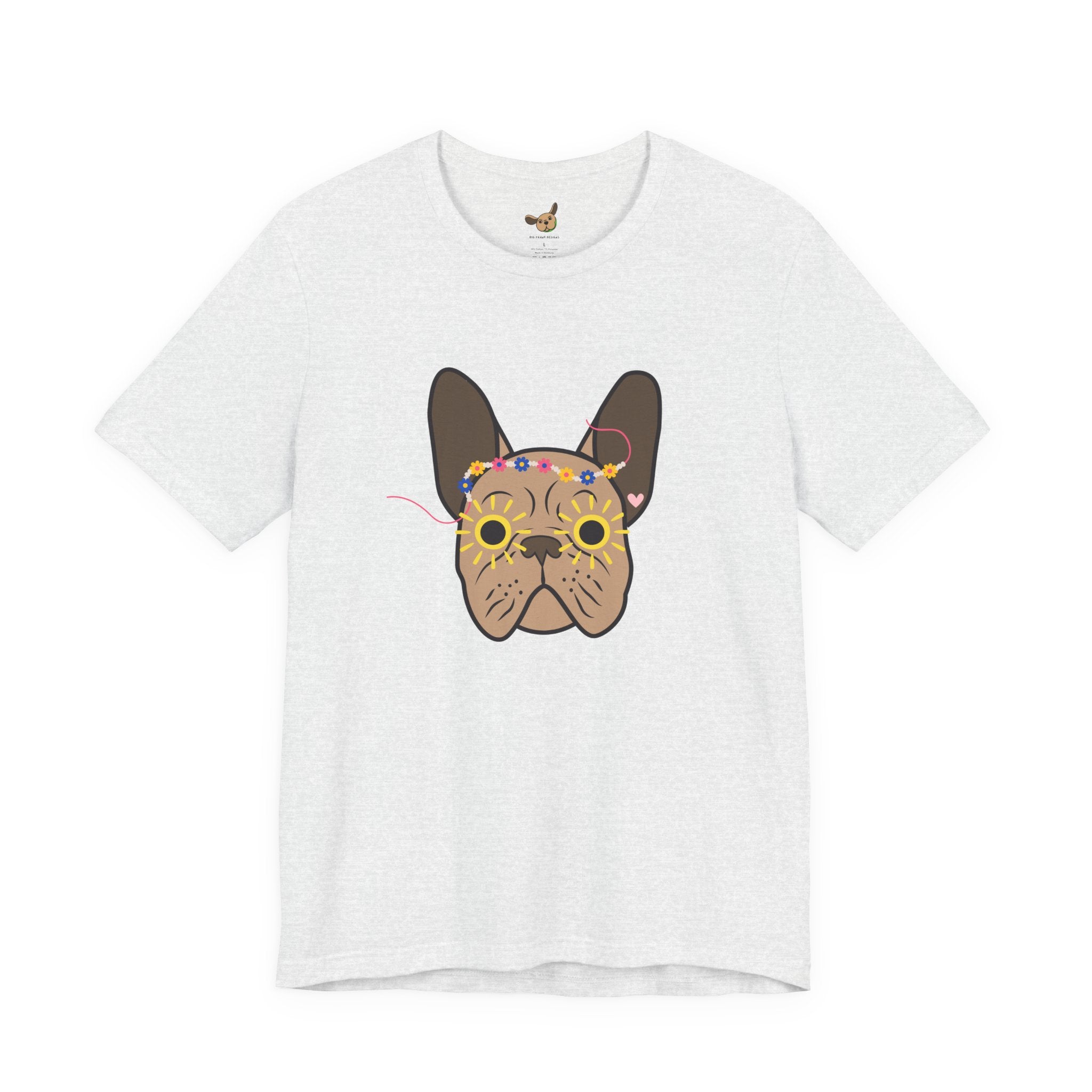 Graphic Design Animals T-Shirt with Brindle Flower Power Frenchie