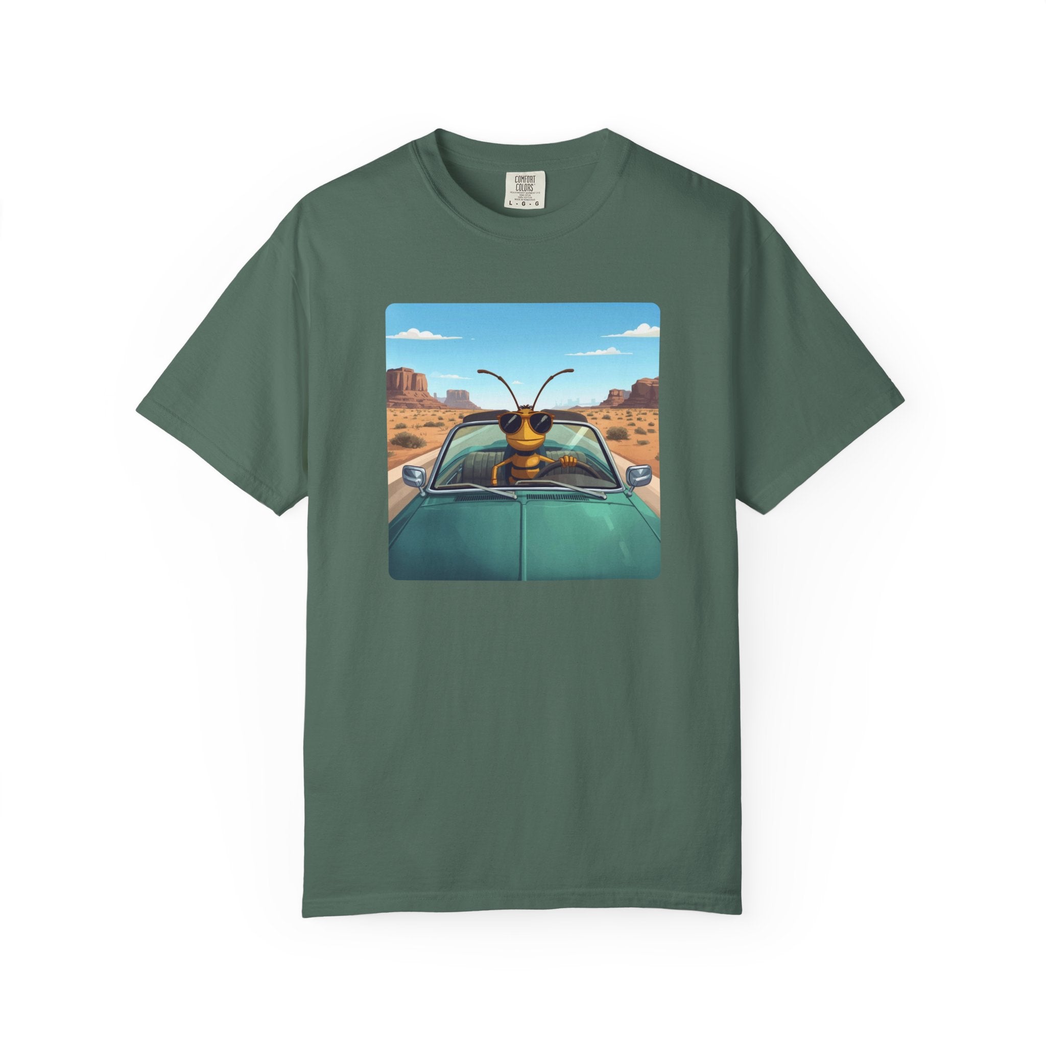 Graphic Design Animals T-Shirt with Coolguy Bee Driving a Convertible