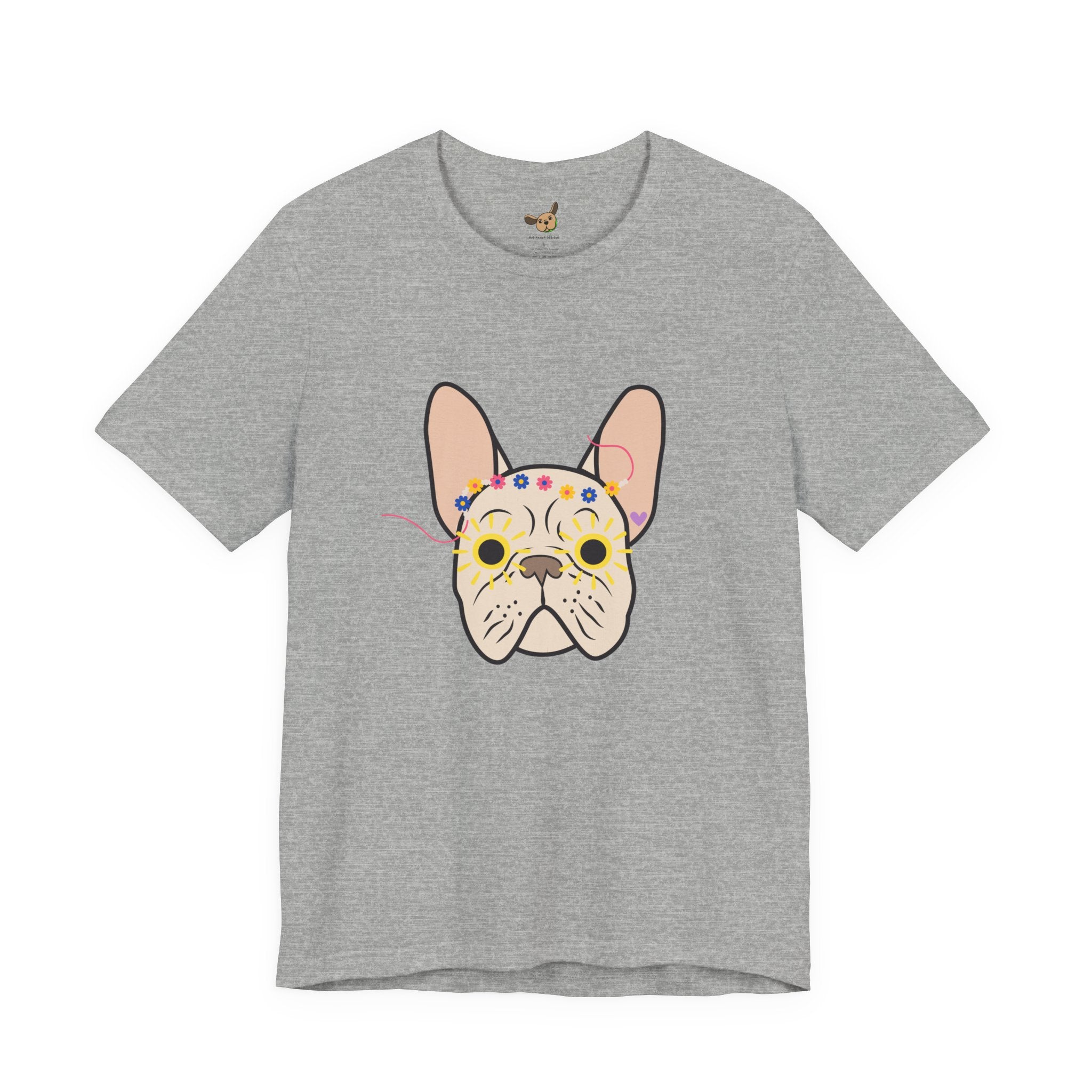 Graphic Design Animals T-Shirt with Fawn Flower Power Frenchie
