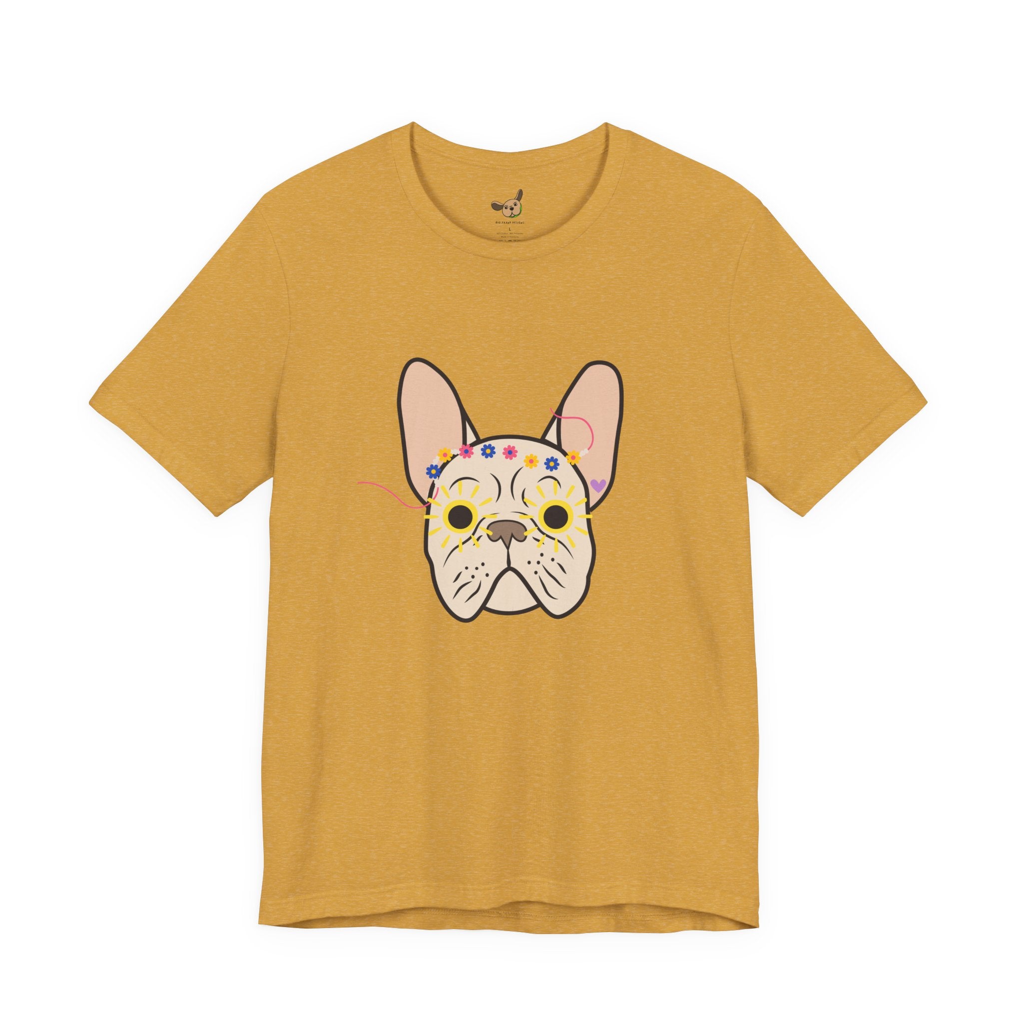 Graphic Design Animals T-Shirt with Fawn Flower Power Frenchie