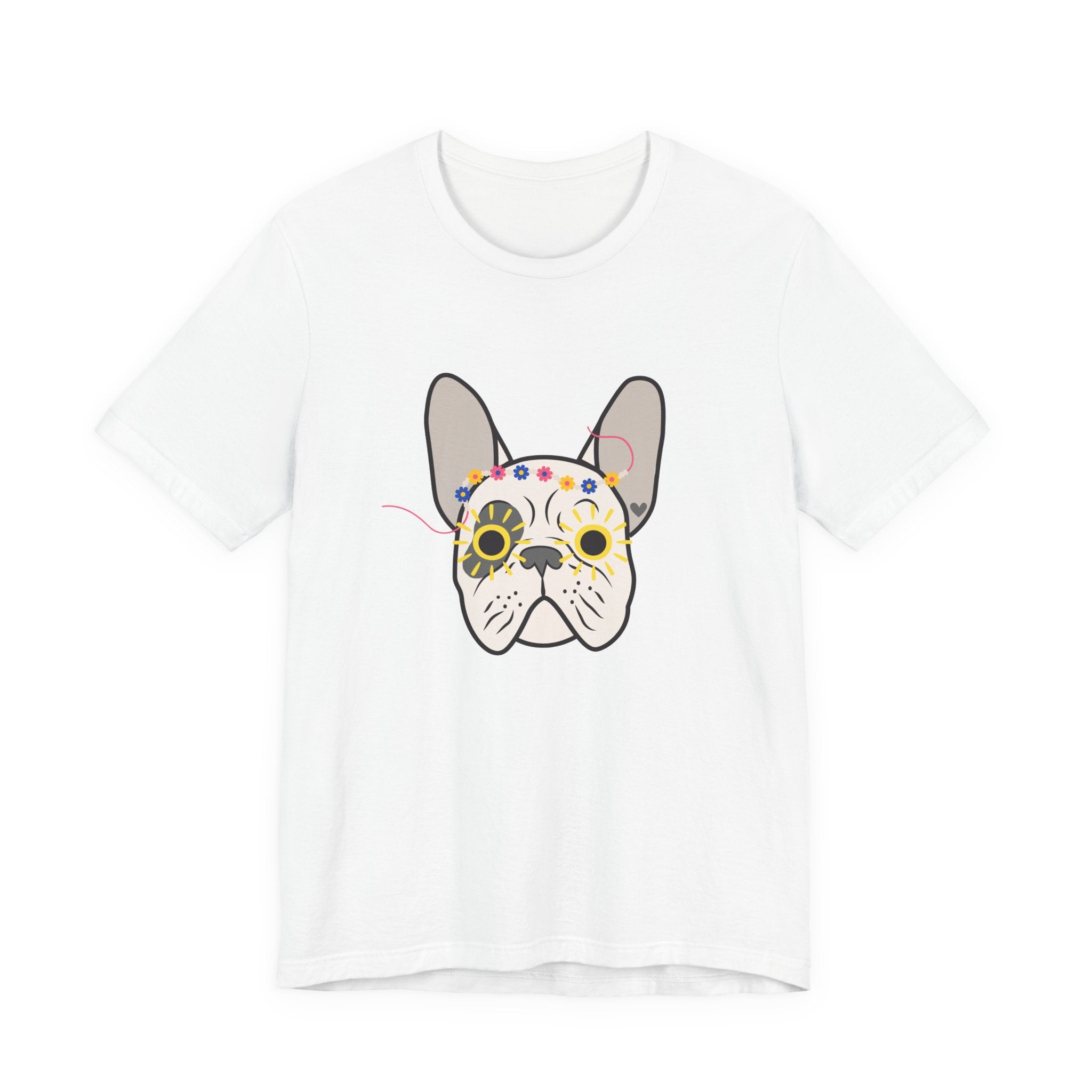Graphic Design Animals T-Shirt with Cream Flower Power Frenchie