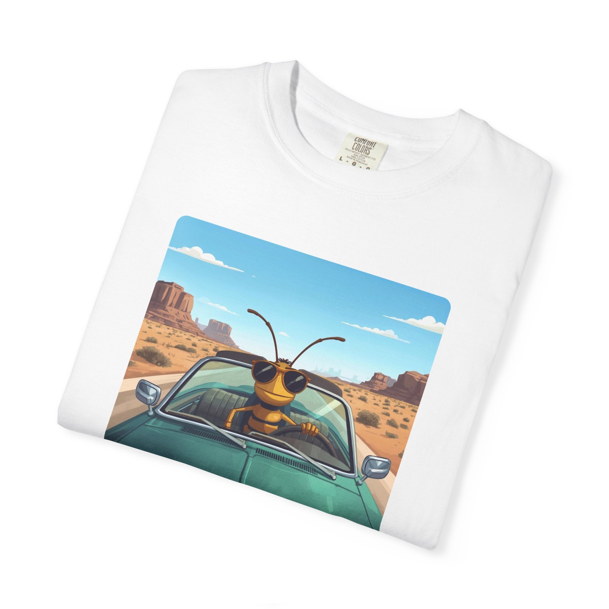 Graphic Design Animals T-Shirt with Coolguy Bee Driving a Convertible