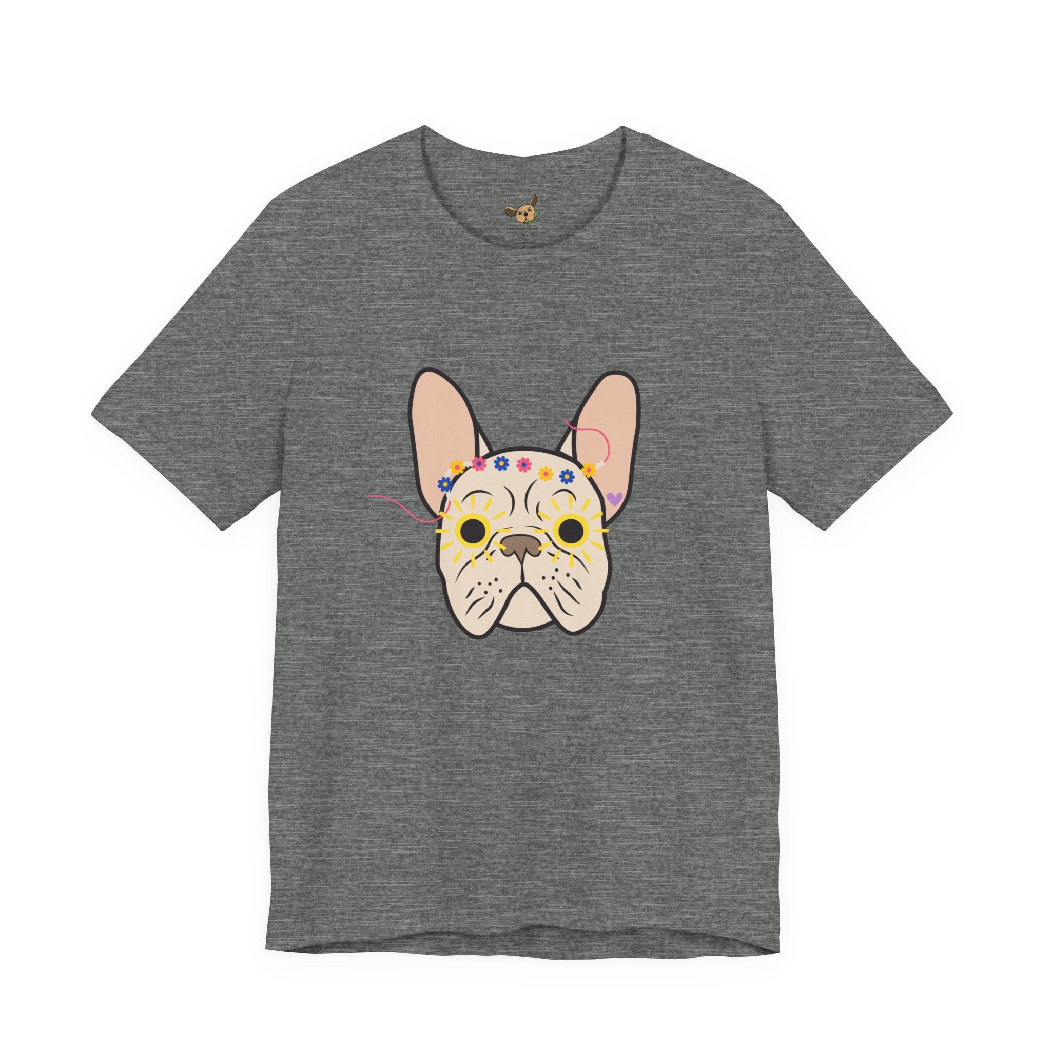 Graphic Design Animals T-Shirt with Fawn Flower Power Frenchie