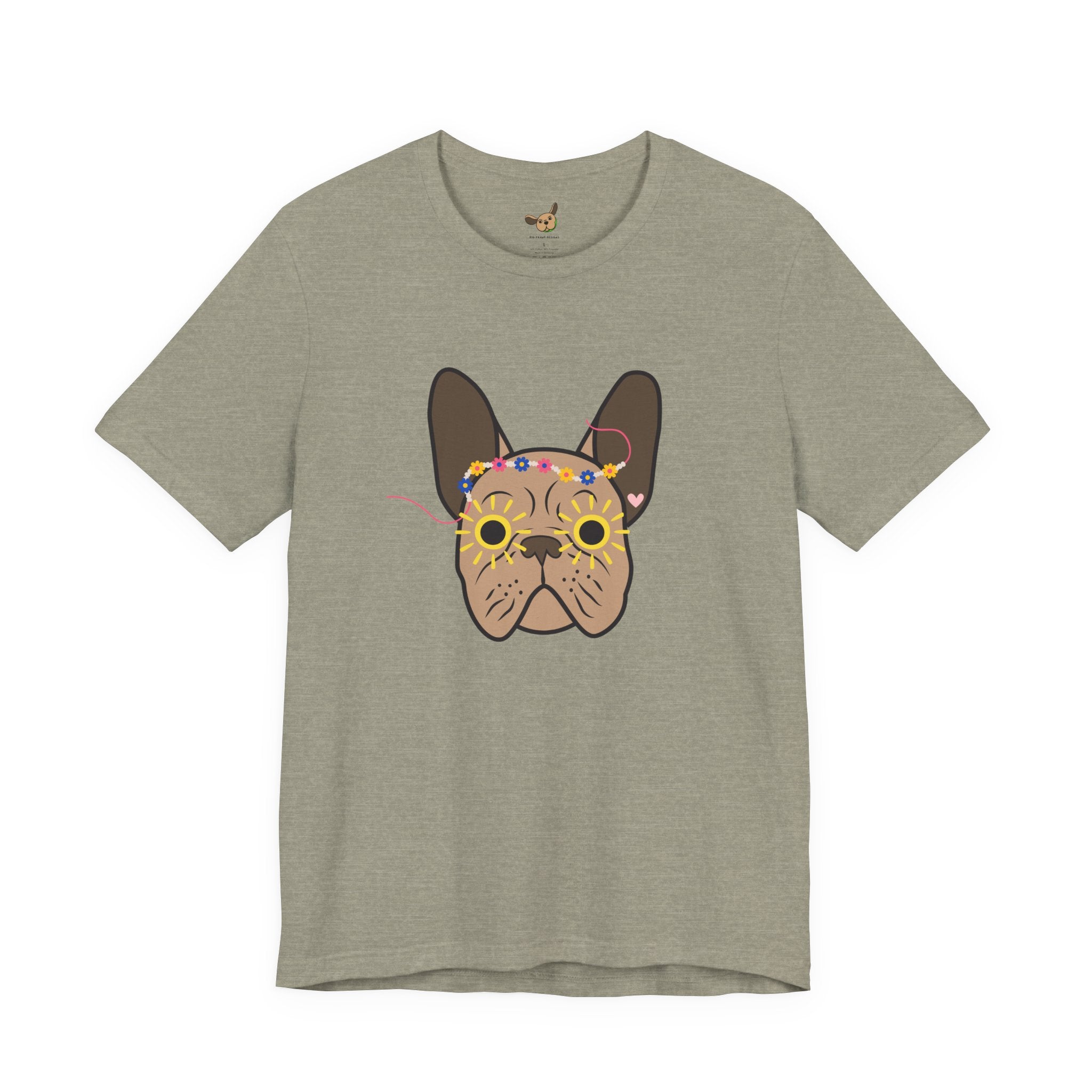 Graphic Design Animals T-Shirt with Brindle Flower Power Frenchie