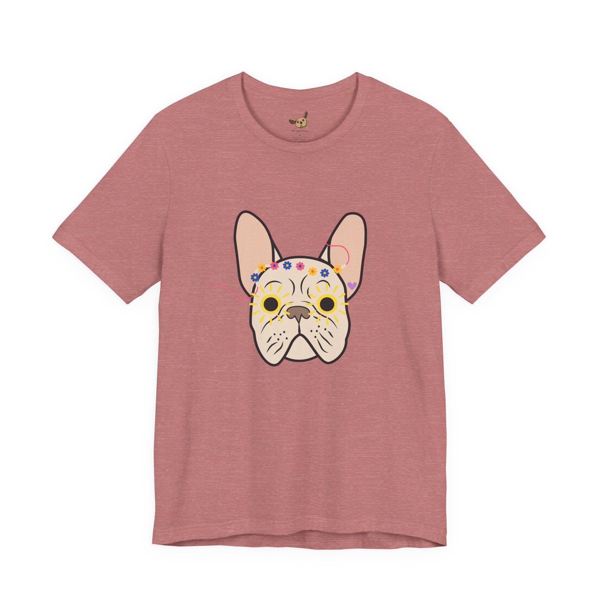 Graphic Design Animals T-Shirt with Fawn Flower Power Frenchie